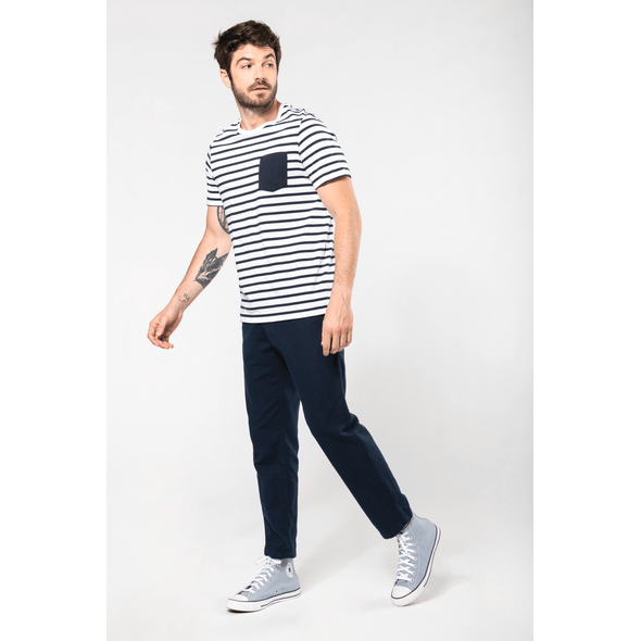 Kariban | T-shirt w marynarskie paski z krótkim rękawem i kieszenią Kariban | T-shirt w marynarskie paski z krótkim rękawem i kieszenią